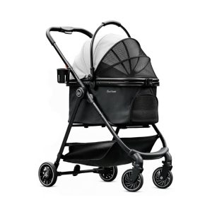 Foldable Pet Stroller with Detachable Carrier